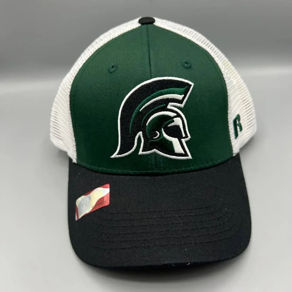 Michigan State Spartans Trucker Hat‎ Men Green Black Russell Snap Back Cap New
